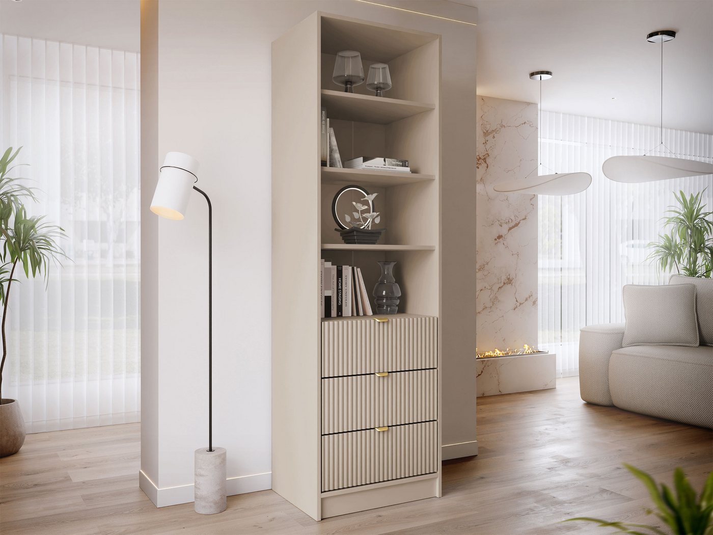 MIRJAN24 Regal Tireno 3SZ, Aluminiumgriffe in der Farbe Gold – Bild 2 von 5