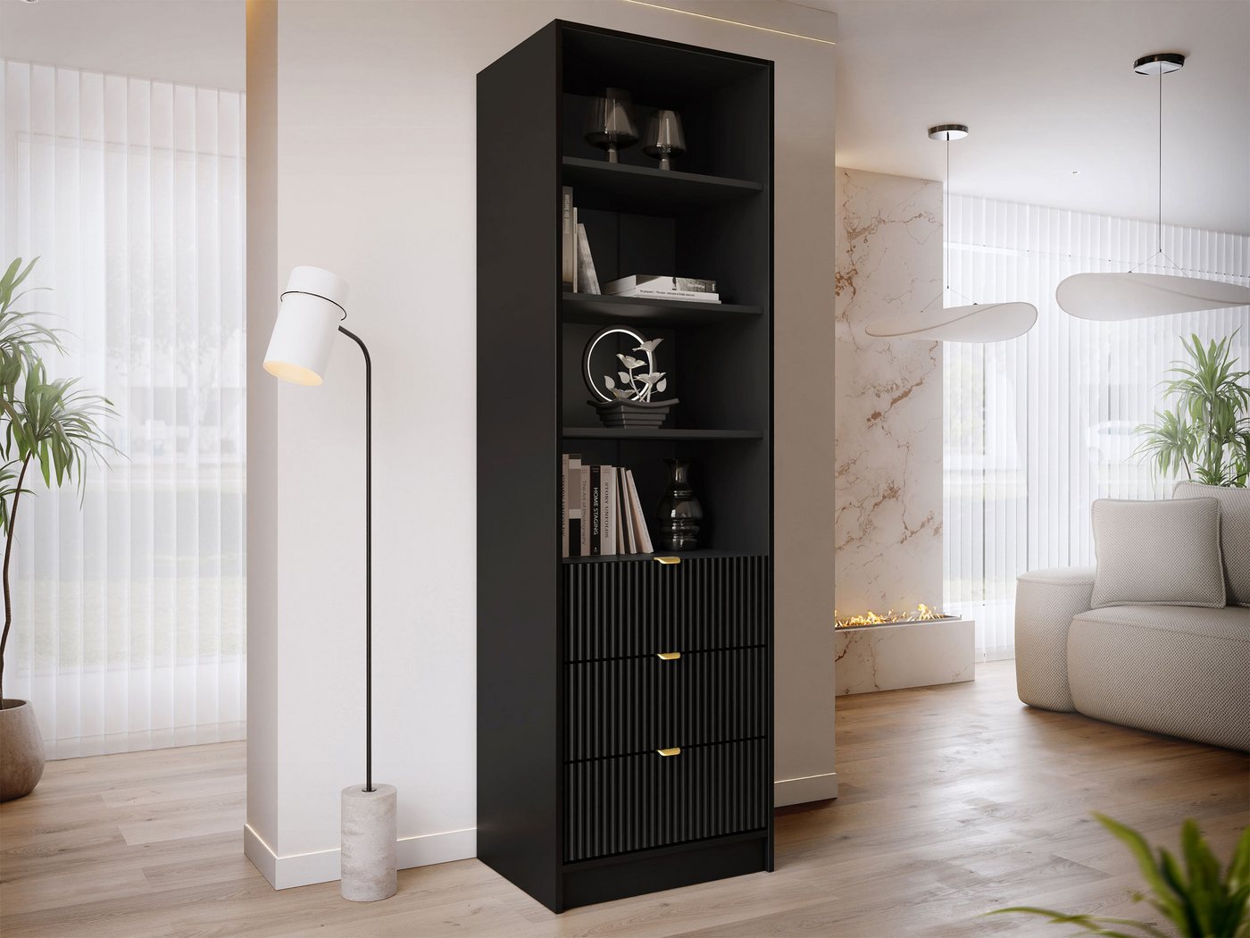 MIRJAN24 Regal Tireno 3SZ, Aluminiumgriffe in der Farbe Gold – Bild 2 von 5