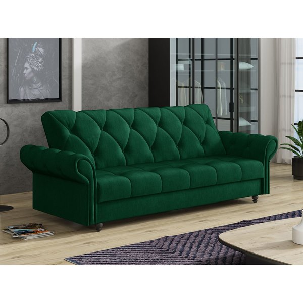 MIRJAN24 Schlafsofa Bona, mit Bettkasten und Schlaffunktion, Holzfüße in der Farbe Schwarz, 240x90x90 cm