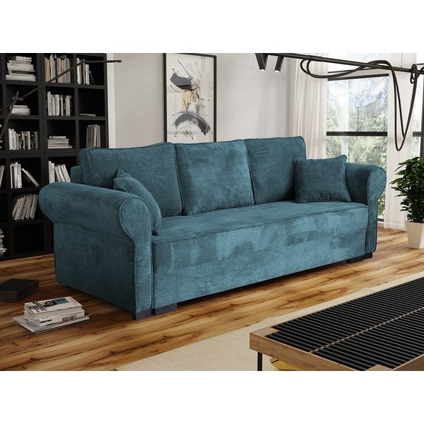 MIRJAN24 Schlafsofa Olimpia Cord, mit Schlaffunktion und Bettkasten, Freistehendes Sofa, 3 Sitzer, Kissen Set