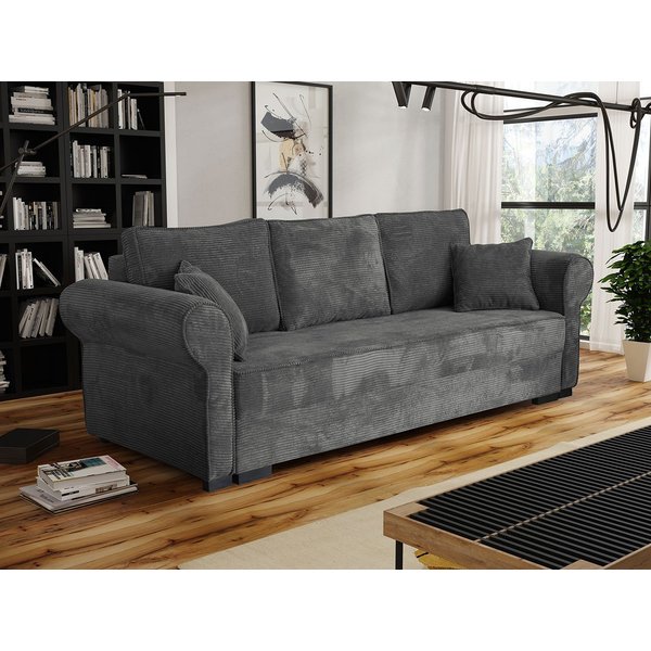 MIRJAN24 Schlafsofa Olimpia Cord, mit Schlaffunktion und Bettkasten, Freistehendes Sofa, 3 Sitzer, Kissen Set