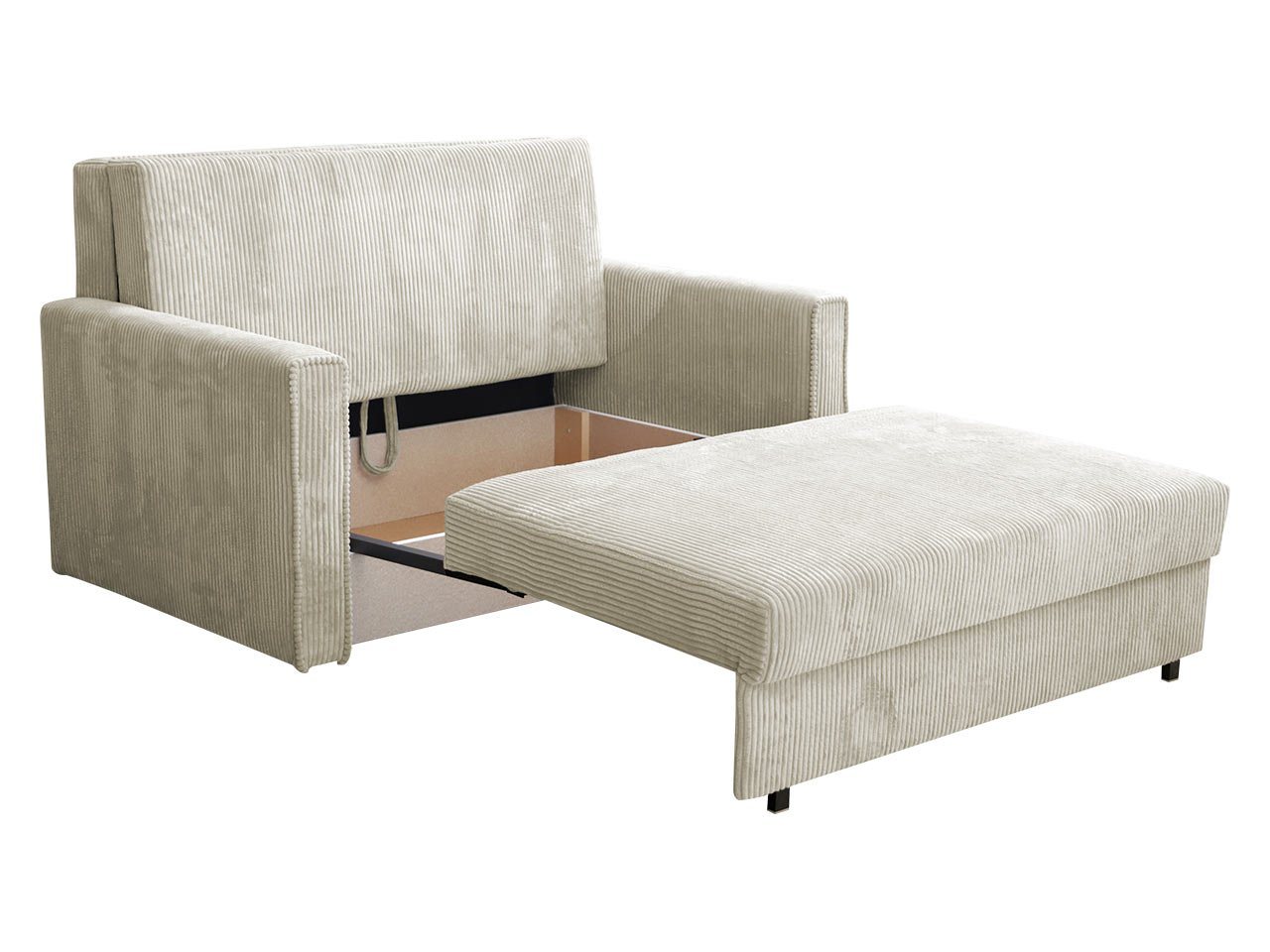 MIRJAN24 Schlafsofa Viva Bis Premium II, mit Bettkasten und Schlaffunktion, inkl. Kissen, Schwarz Metallfüße, Wellenfeder, 2 Sitzer – Bild 4 von 5