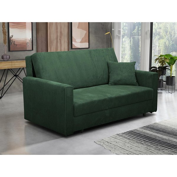 MIRJAN24 Schlafsofa Viva Bis Premium III, mit Bettkasten und Schlaffunktion, inkl. Kissen, Schwarz Metallfüße, Wellenfeder, 3 Sitzer
