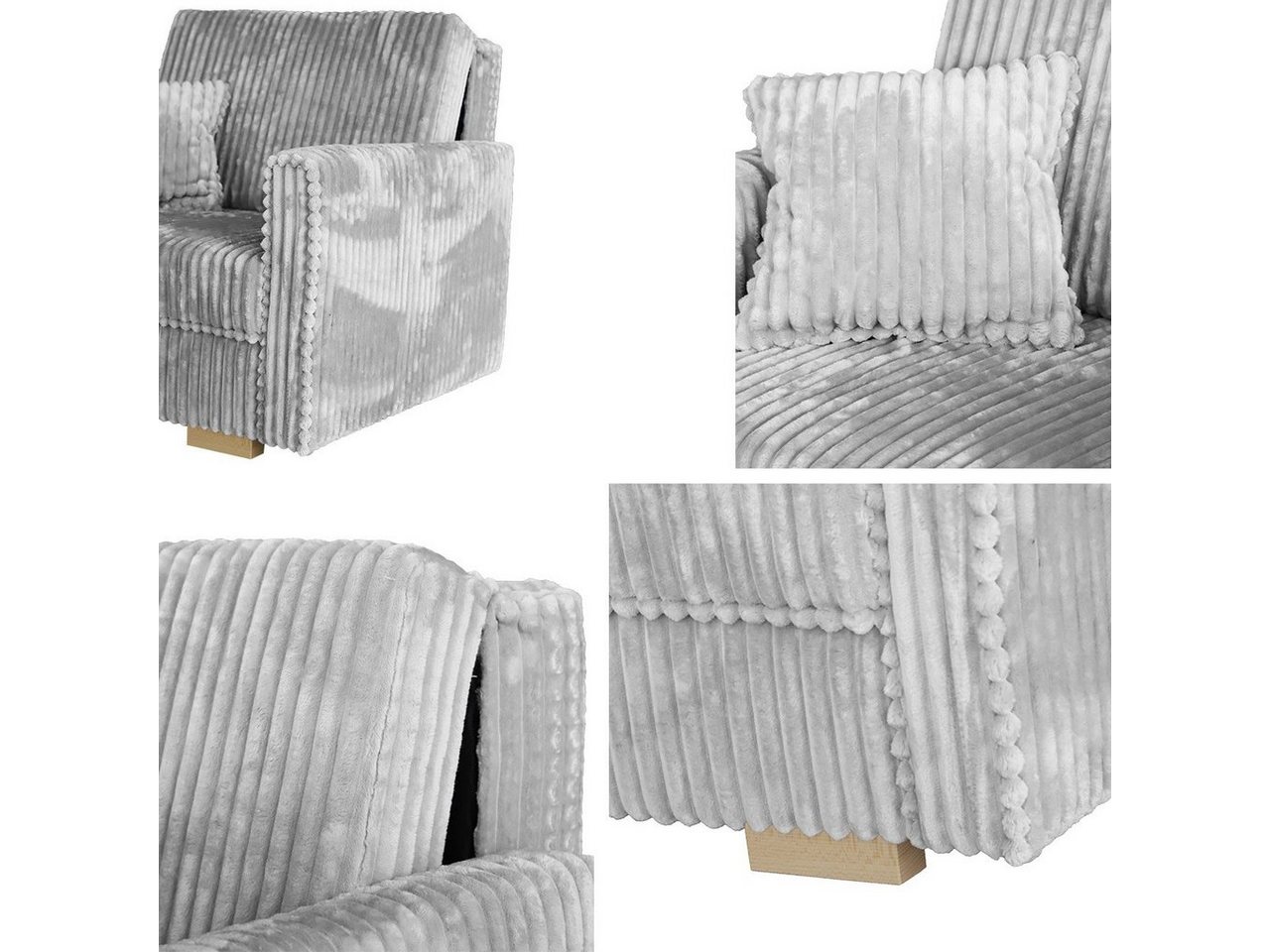 MIRJAN24 Schlafsofa Viva Piano II, mit Bettkasten und Schlaffunktion, Holzkonstruktion, Polsterlehnen fest montiert – Bild 4 von 5