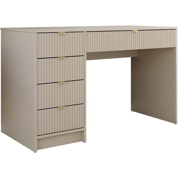 MIRJAN24 Schminktisch Tireno (5-Schubladen), Aluminiumgriffe in der Farbe Gold, Schreibtisch universell