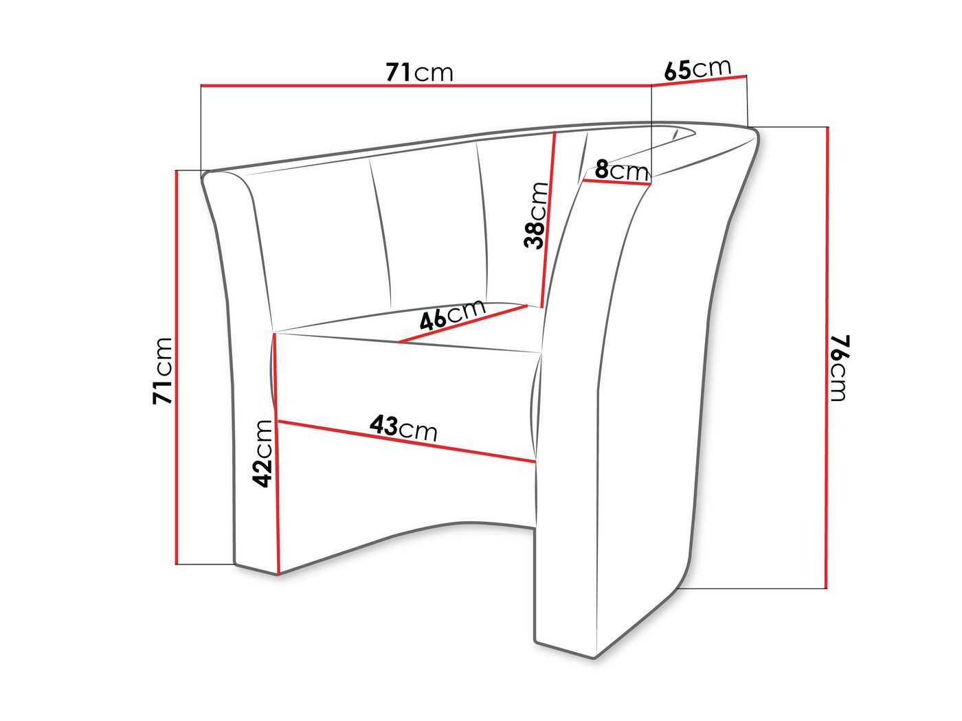 MIRJAN24 Sessel Niko, Freistehender, 65x71x76 cm – Bild 3 von 4