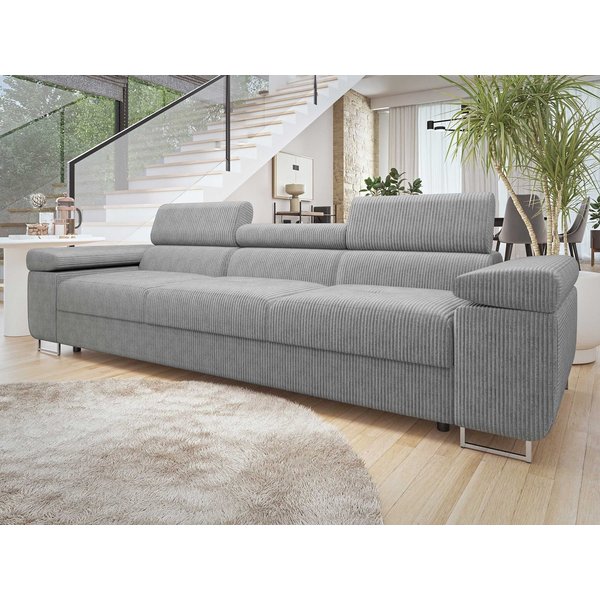 MIRJAN24 Sofa Torezio 3 Cord, Einstellbare Kopfstützen, 263x102x70-90 cm