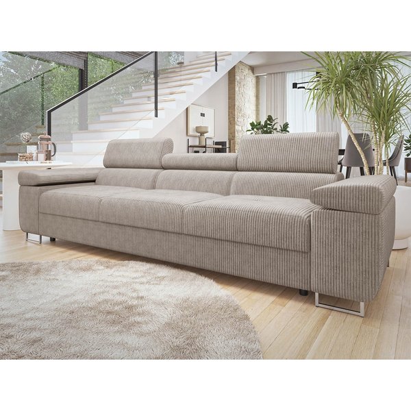 MIRJAN24 Sofa Torezio 3 Cord, Einstellbare Kopfstützen, 263x102x70-90 cm