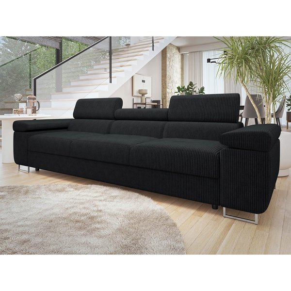 MIRJAN24 Sofa Torezio 3 Cord, Einstellbare Kopfstützen, 263x102x70-90 cm