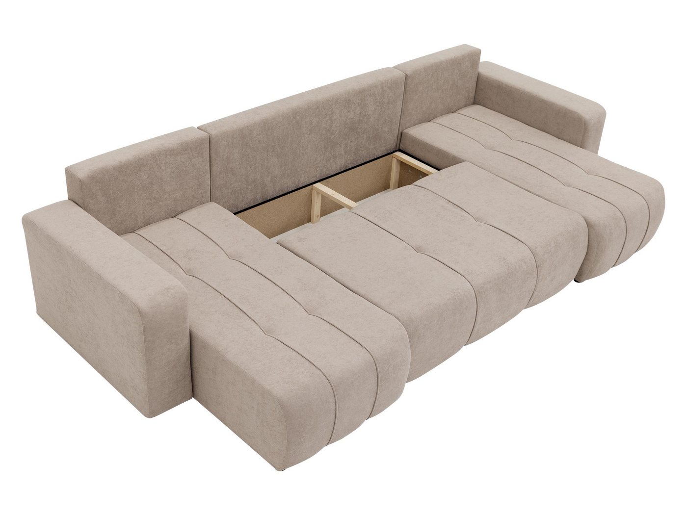 MIRJAN24 Wohnlandschaft Fetrinu U Boucle, mit Schlaffunktion und Bettkasten, U-Form, Dekokissen, 312x145x82 cm – Bild 5 von 5