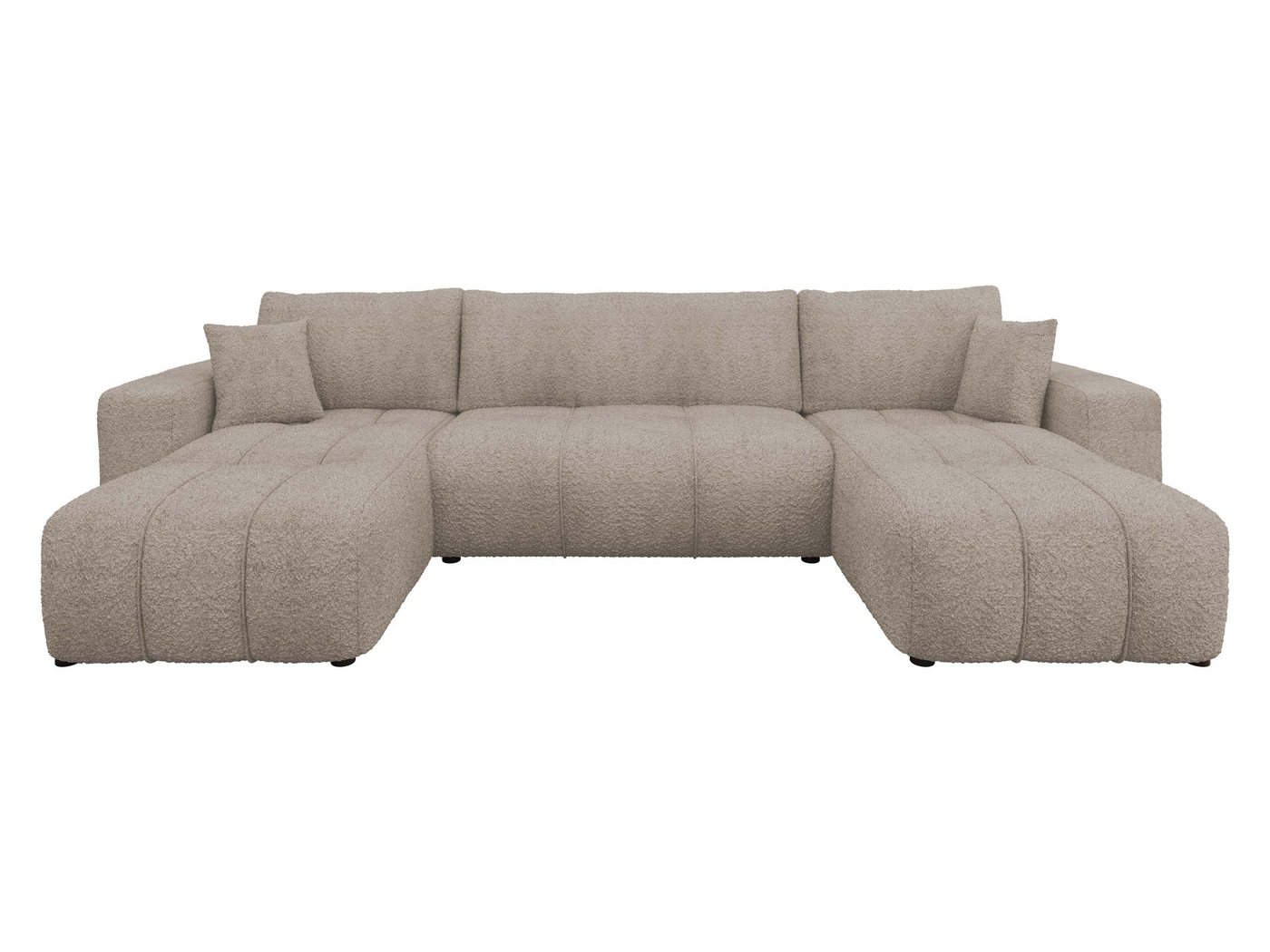 MIRJAN24 Wohnlandschaft Fetrinu U Boucle, mit Schlaffunktion und Bettkasten, U-Form, Dekokissen, 312x145x82 cm – Bild 2 von 5
