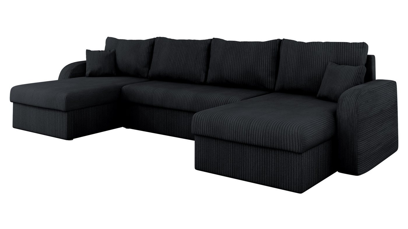 MIRJAN24 Wohnlandschaft Kris U Cord, mit Schlaffunktion und drei Bettkasten, U-Form mit Kissen-Set, L: 304 cm – Bild 2 von 5