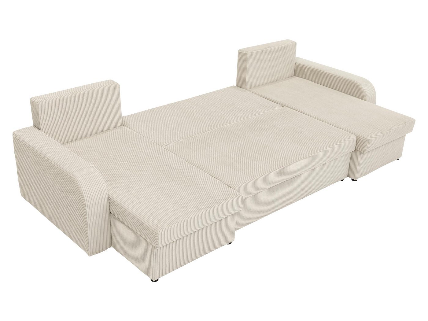 MIRJAN24 Wohnlandschaft Kris U Cord, mit Schlaffunktion und drei Bettkasten, U-Form mit Kissen-Set, L: 304 cm – Bild 4 von 5