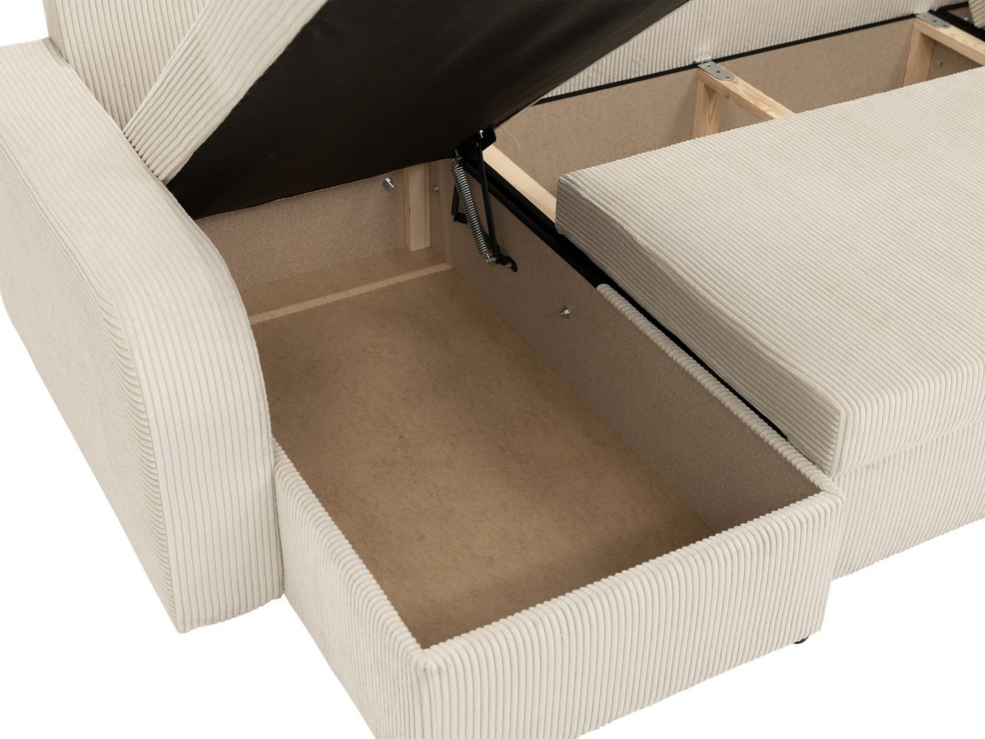 MIRJAN24 Wohnlandschaft Kris U Cord, mit Schlaffunktion und drei Bettkasten, U-Form mit Kissen-Set, L: 304 cm – Bild 5 von 5