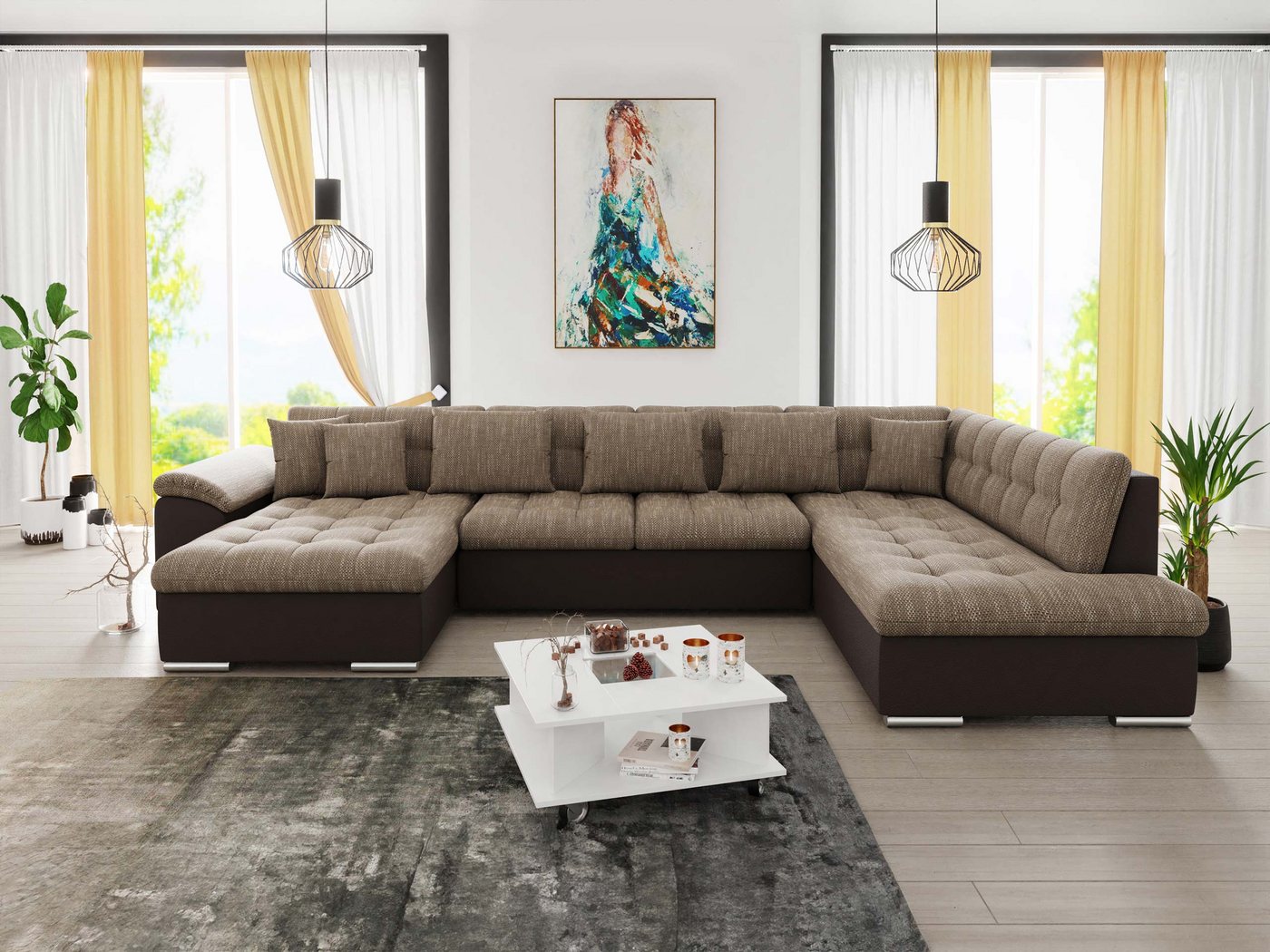 MIRJAN24 Wohnlandschaft Niko Bis, mit Bettkasten und Schlaffunktion, Kissen mit Reißverschlus, U-Form, B: 350 cm – Bild 3 von 5