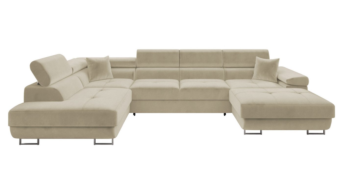 MIRJAN24 Wohnlandschaft Torezio Bis, mit Bettkasten und Schlaffunktion, Einstellbare Kopfstützen, 346x203x70-90 cm, U-Form – Bild 2 von 5
