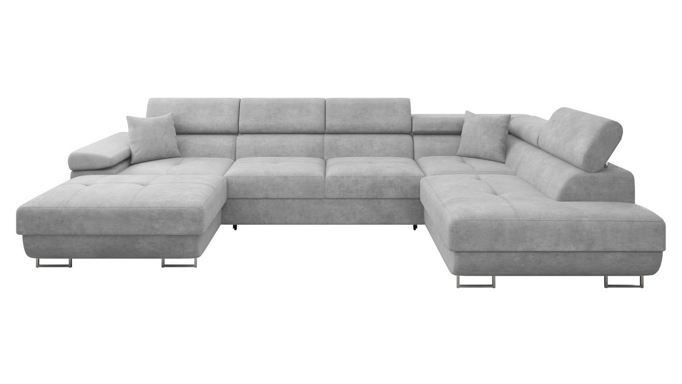 MIRJAN24 Wohnlandschaft Torezio Bis, mit Bettkasten und Schlaffunktion, Einstellbare Kopfstützen, 346x203x70-90 cm, U-Form – Bild 2 von 5