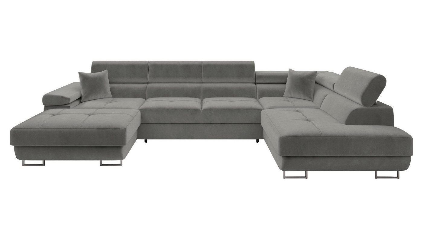 MIRJAN24 Wohnlandschaft Torezio Bis, mit Bettkasten und Schlaffunktion, Einstellbare Kopfstützen, 346x203x70-90 cm, U-Form – Bild 2 von 5
