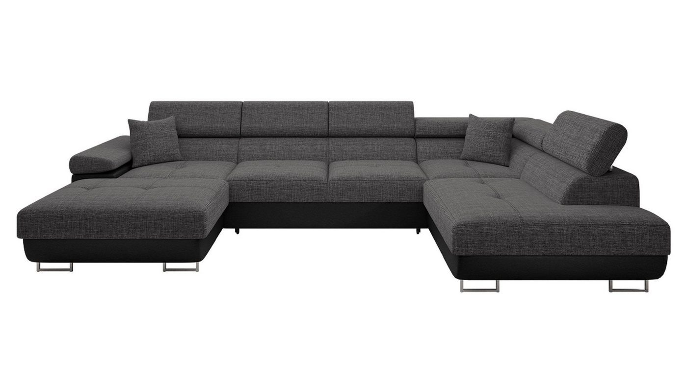 MIRJAN24 Wohnlandschaft Torezio Bis, mit Bettkasten und Schlaffunktion, Einstellbare Kopfstützen, 346x203x70-90 cm, U-Form – Bild 2 von 5
