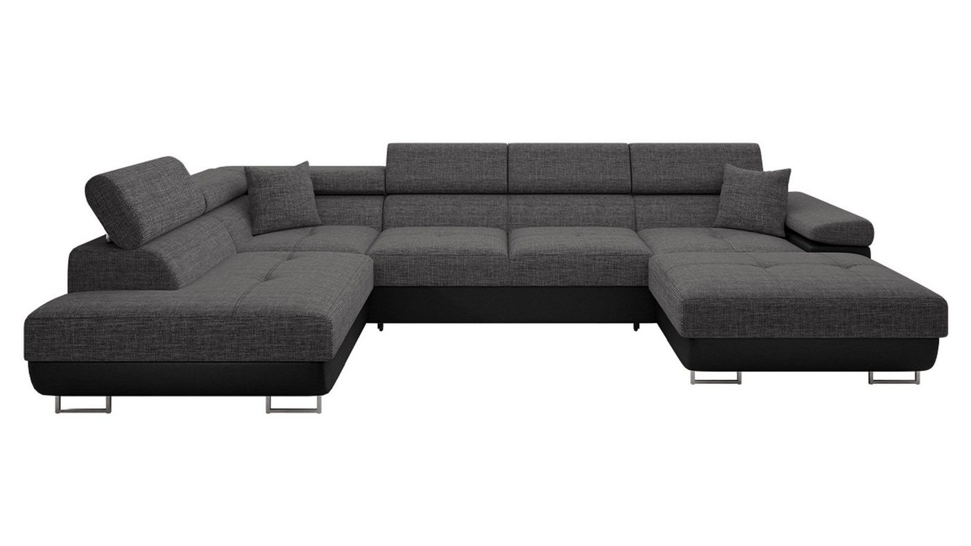 MIRJAN24 Wohnlandschaft Torezio Bis, mit Bettkasten und Schlaffunktion, Einstellbare Kopfstützen, 346x203x70-90 cm, U-Form – Bild 2 von 5