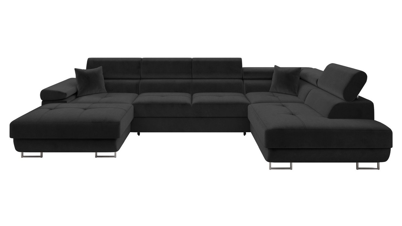 MIRJAN24 Wohnlandschaft Torezio Bis, mit Bettkasten und Schlaffunktion, Einstellbare Kopfstützen, 346x203x70-90 cm, U-Form – Bild 2 von 5