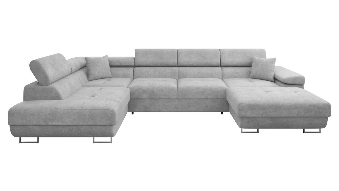 MIRJAN24 Wohnlandschaft Torezio Bis, mit Bettkasten und Schlaffunktion, Einstellbare Kopfstützen, 346x203x70-90 cm, U-Form – Bild 2 von 5