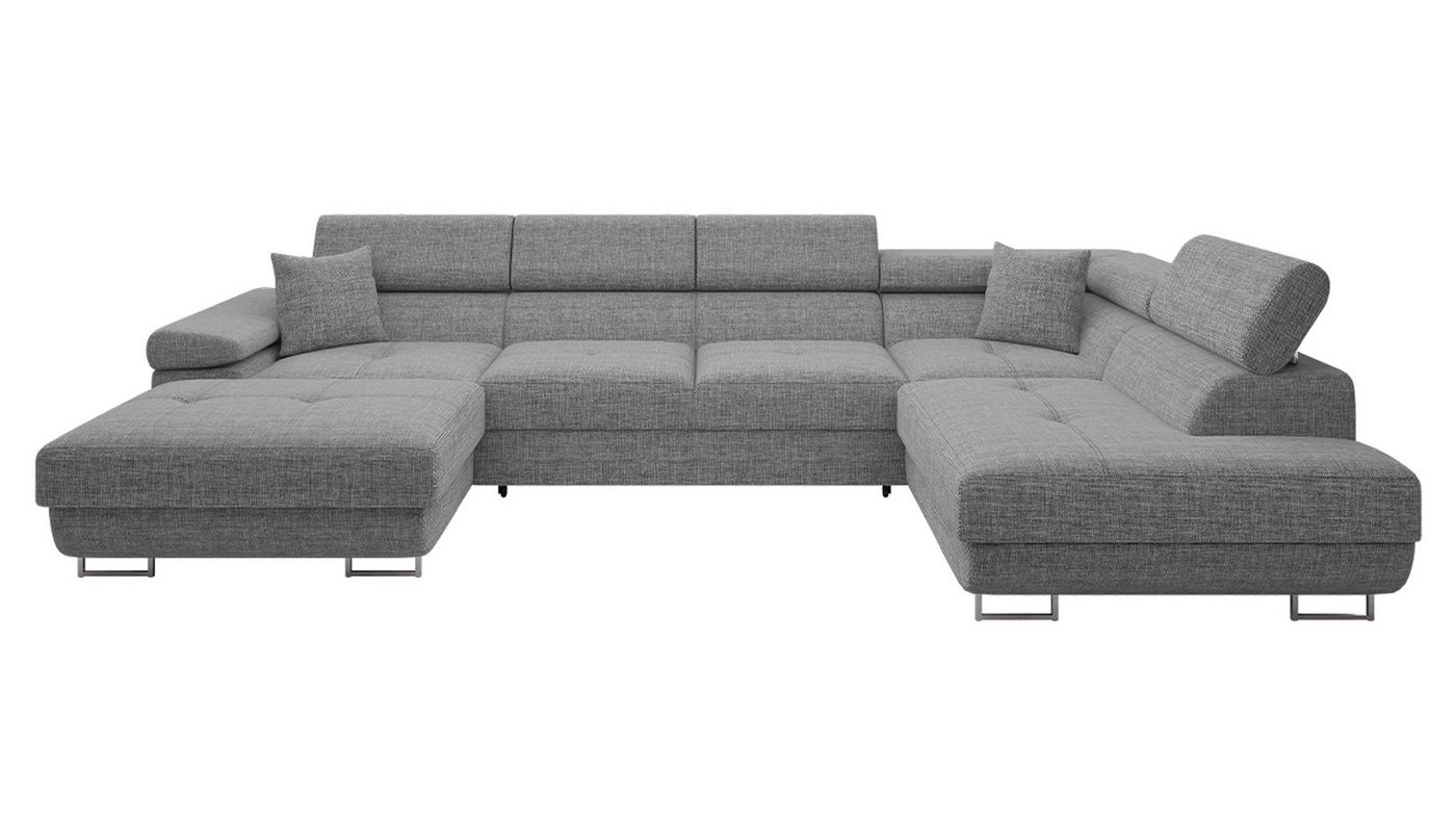 MIRJAN24 Wohnlandschaft Torezio Bis, mit Bettkasten und Schlaffunktion, Einstellbare Kopfstützen, 346x203x70-90 cm, U-Form – Bild 2 von 5