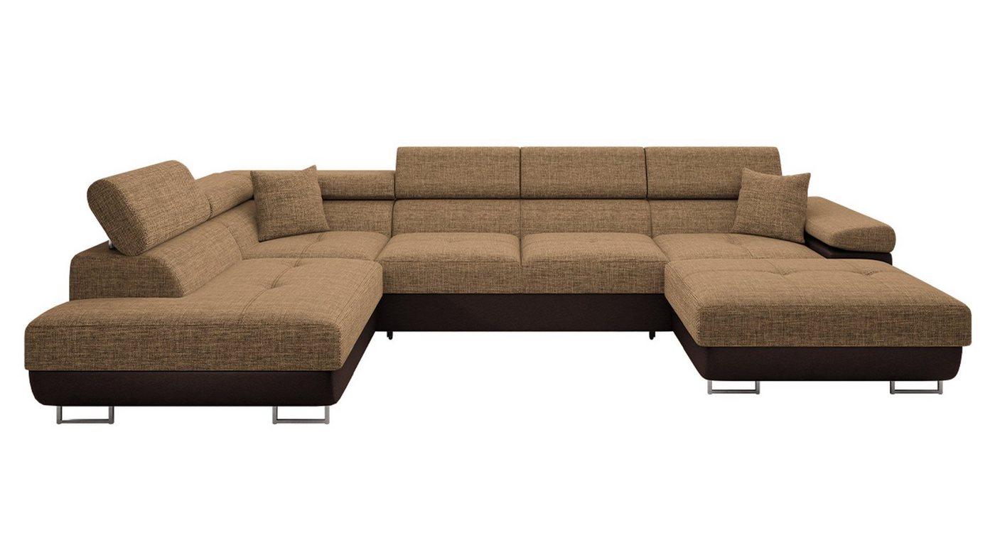 MIRJAN24 Wohnlandschaft Torezio Bis, mit Bettkasten und Schlaffunktion, Einstellbare Kopfstützen, 346x203x70-90 cm, U-Form – Bild 2 von 5