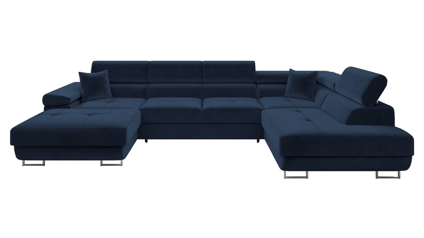 MIRJAN24 Wohnlandschaft Torezio Bis, mit Bettkasten und Schlaffunktion, Einstellbare Kopfstützen, 346x203x70-90 cm, U-Form – Bild 2 von 5