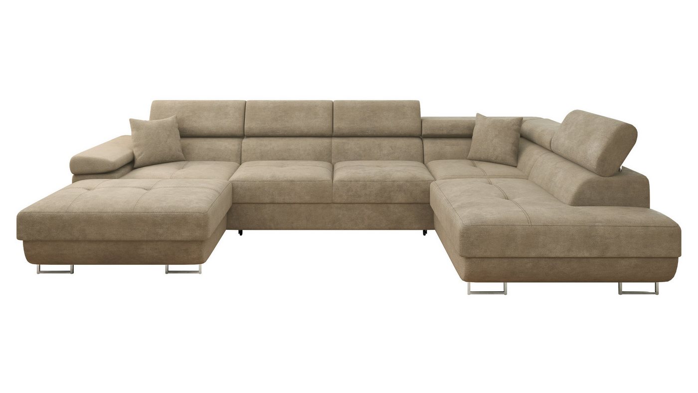 MIRJAN24 Wohnlandschaft Torezio Bis, mit Bettkasten und Schlaffunktion, Einstellbare Kopfstützen, 346x203x70-90 cm, U-Form – Bild 2 von 5