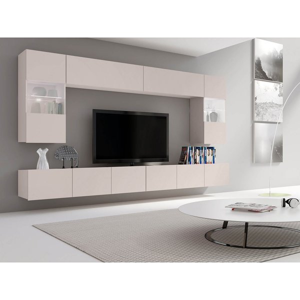 MIRJAN24 Wohnwand Calabrini I, (6er-Set, 2x TV-Lowboard, 2x Wandregal, 2x Hängevitrine), LED-Beleuchtung als Option