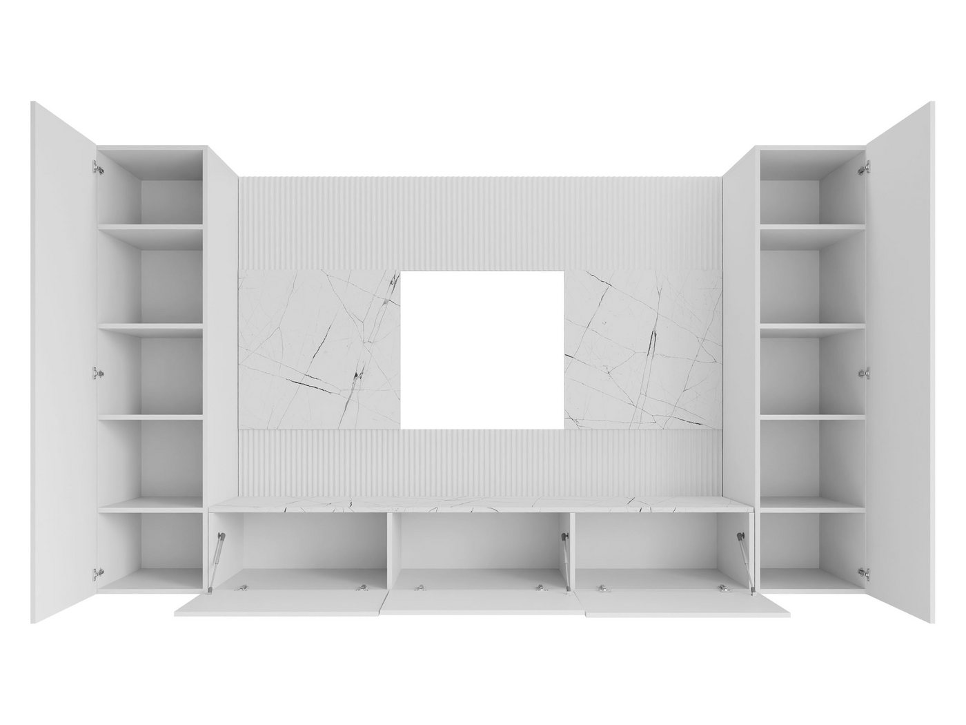 MIRJAN24 Wohnwand Deromi V, (4er-Set, TV-Lowboard, 2x Hängeschrank), Griffloses Öffnungssystem push to open – Bild 5 von 5