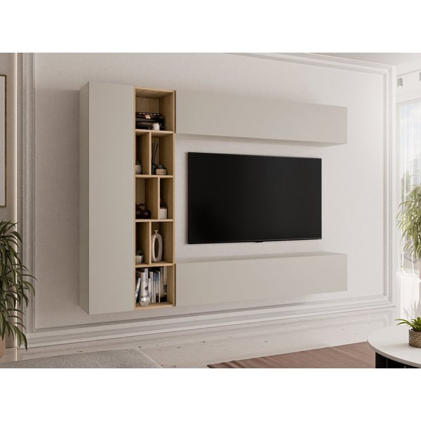 MIRJAN24 Wohnwand Kodita, (Komplett-Set, 3x Hängeschrank, Regal), 224x33x160 cm
