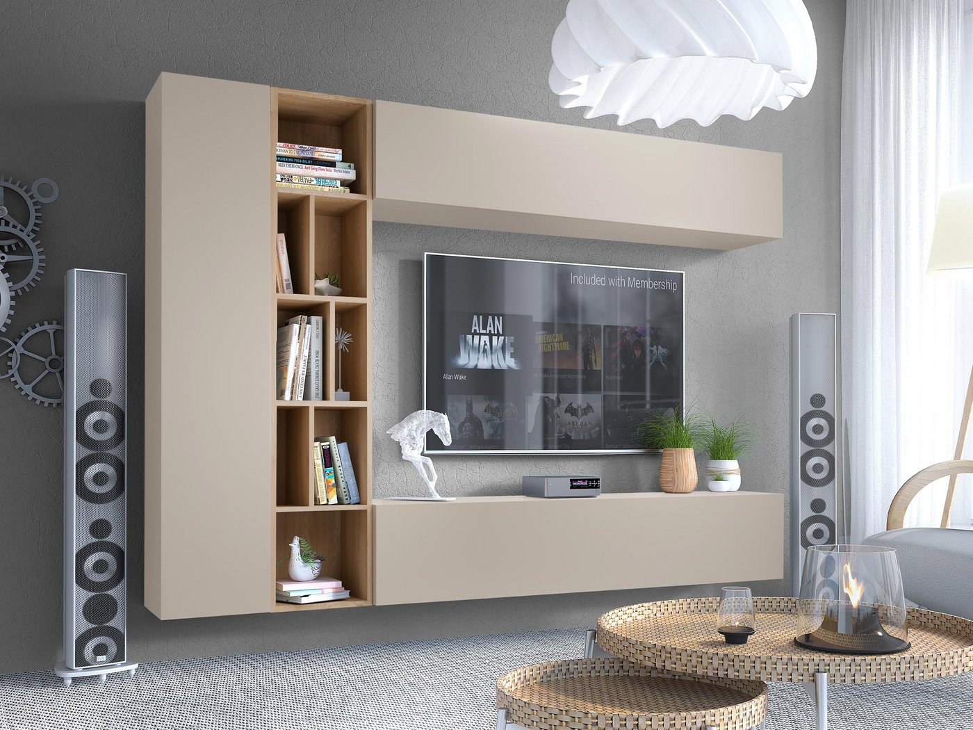 MIRJAN24 Wohnwand Kodita, (Komplett-Set, 3x Hängeschrank, Regal), 224x33x160 cm – Bild 3 von 5