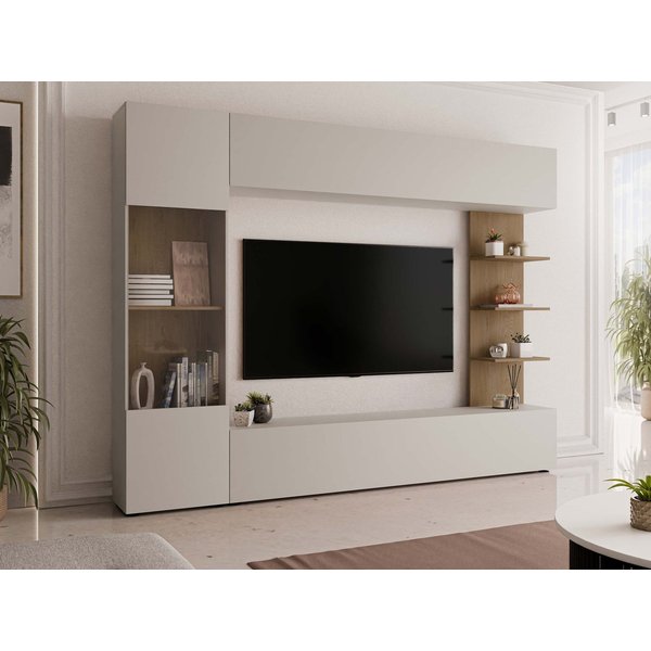 MIRJAN24 Wohnwand Lazando, (Komplett-Set, Hängeschrank, Vitrine, TV-Lowboard, Wandregal), Beleuchtung als Option
