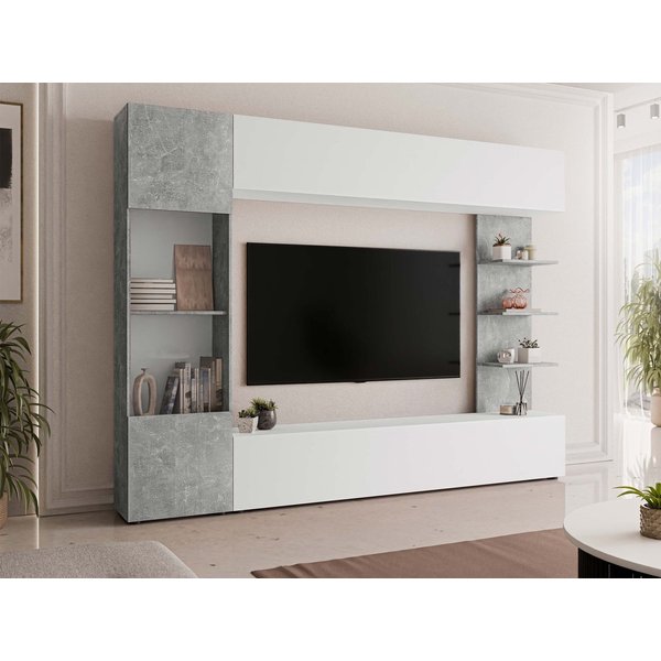 MIRJAN24 Wohnwand Lazando, (Komplett-Set, Hängeschrank, Vitrine, TV-Lowboard, Wandregal), Beleuchtung als Option
