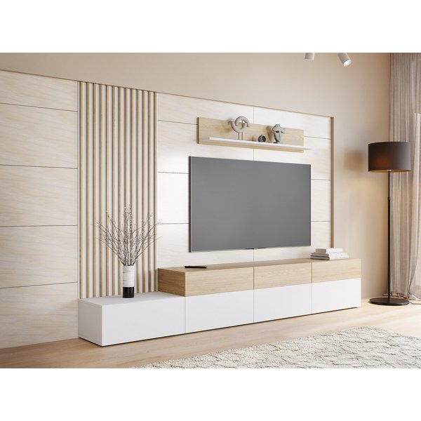MIRJAN24 Wohnwand Narezi II, (TV-Lowboard, Wandboard, Wandpaneel), Griffloses Öffnungssystem, 300x40x209 cm