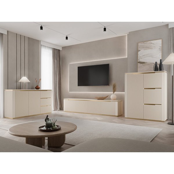 MIRJAN24 Wohnzimmer-Set Hilafin I, (3er-Set, 2x Kommode, TV-Lowboard), Fronten gefräst