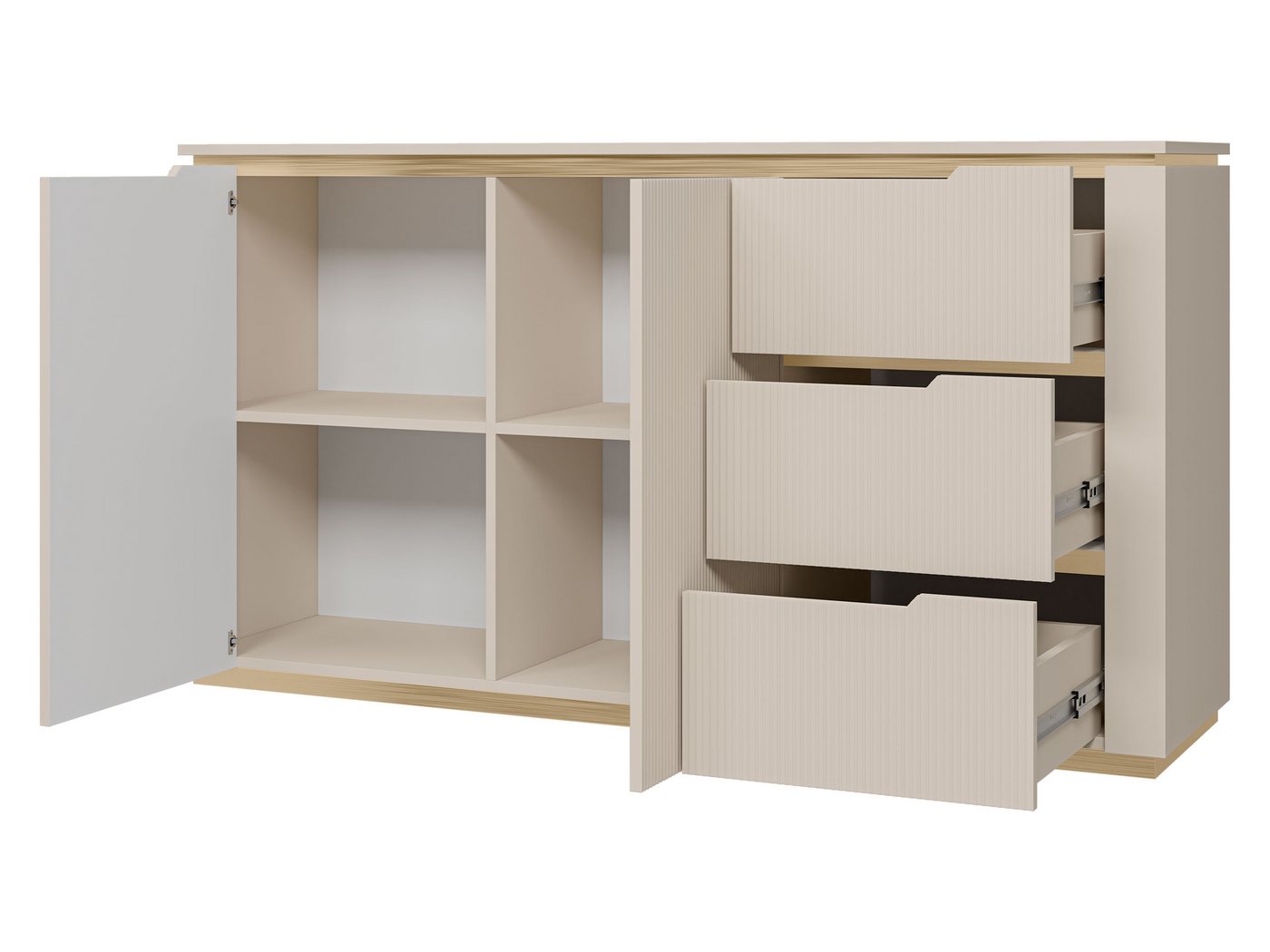 MIRJAN24 Wohnzimmer-Set Hilafin I, (3er-Set, 2x Kommode, TV-Lowboard), Fronten gefräst – Bild 3 von 5