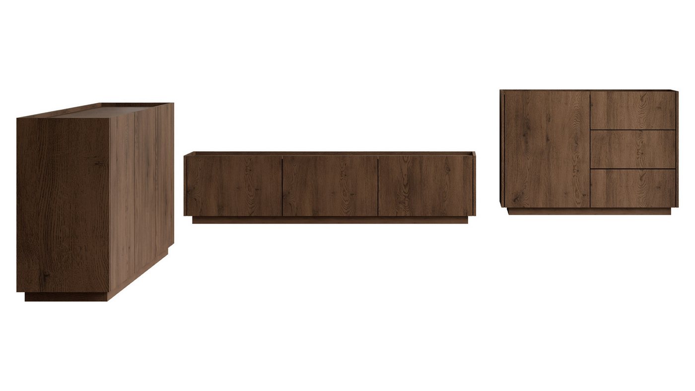 MIRJAN24 Wohnzimmer-Set Mirtu I, (3er-Set, TV-Lowboard, 2x Kommode), geräumige Einlegeboden – Bild 2 von 5