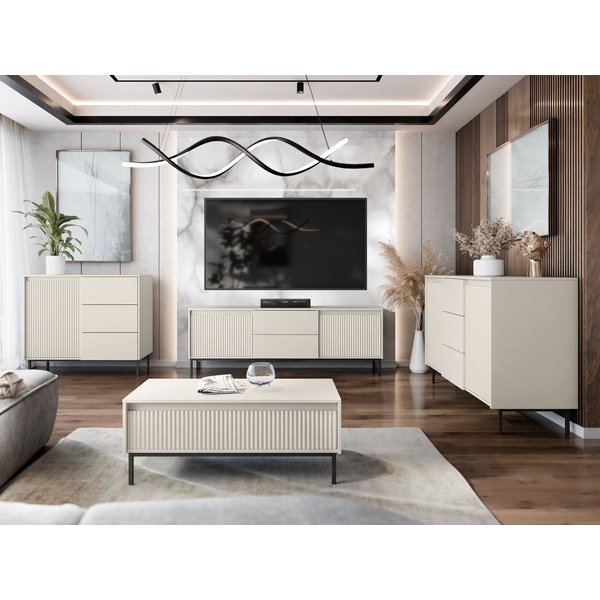 MIRJAN24 Wohnzimmer-Set Ozmi I, (2x Kommode, TV-Lowboard, Couchtisch), Griffloses Öffnungssystem push to open