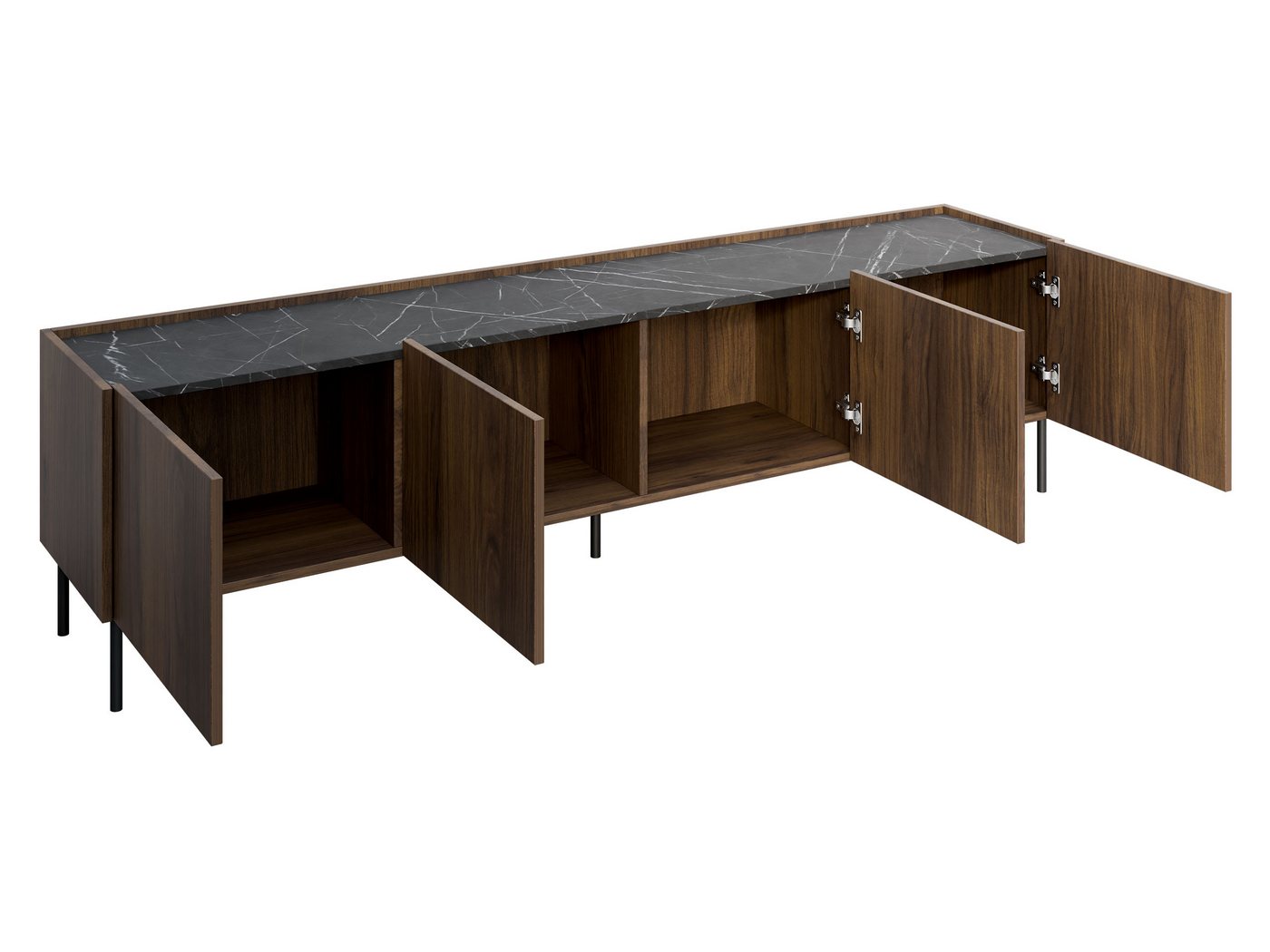 MIRJAN24 Wohnzimmer-Set Tewos I, (3er-Set, Kommode, TV-Lowboard, Couchtisch), Schwarze Metallfüße – Bild 4 von 5