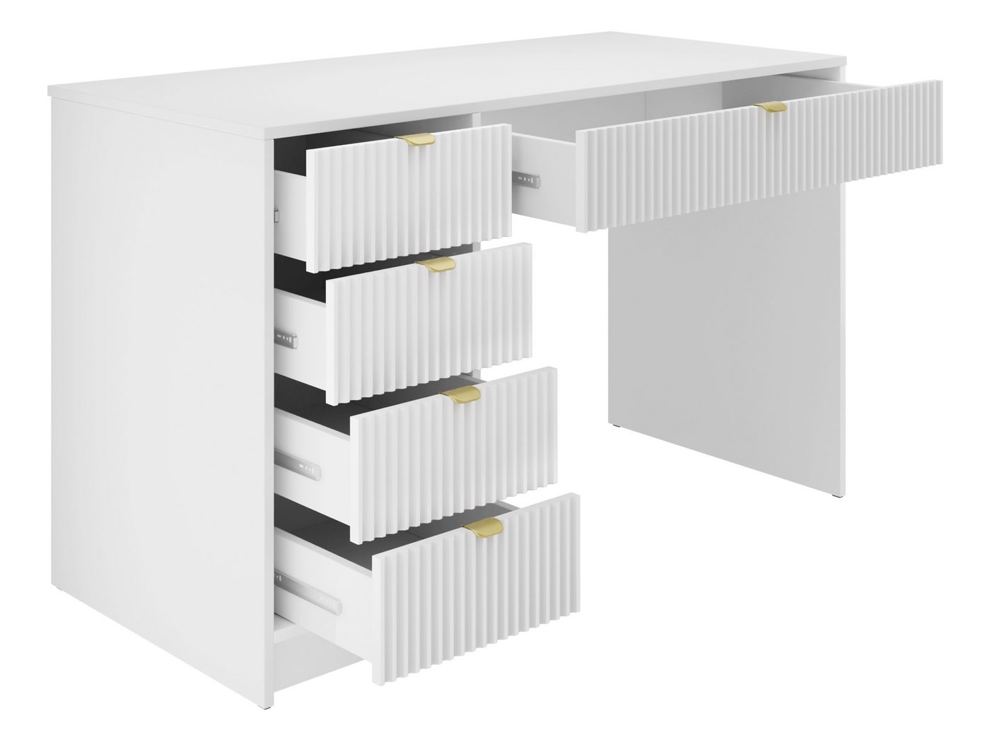 MIRJAN24 Wohnzimmer-Set Tireno V, (3er-Set, Kommode, Schreibtisch, Regal), Aluminiumgriffe in der Farbe Gold – Bild 4 von 5