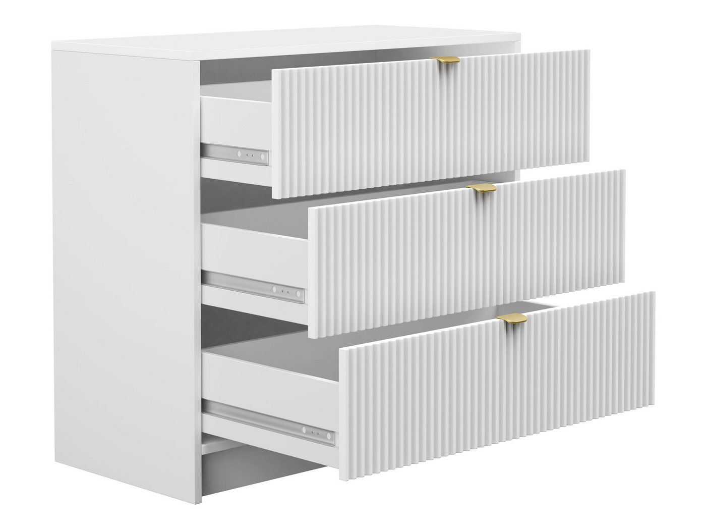 MIRJAN24 Wohnzimmer-Set Tireno VII, (4er-Set, Kommode, TV-Lowboard, Regal, Couchtisch), Aluminiumgriffe in der Farbe Gold – Bild 4 von 5