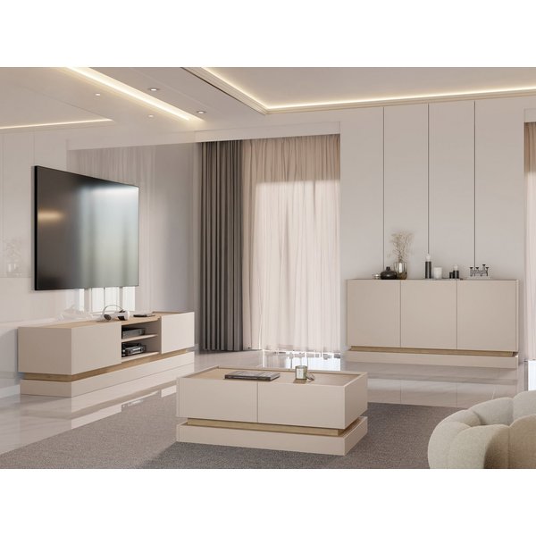 MIRJAN24 Wohnzimmer-Set Zarpant, (3er-Set, Kommode, Couchtisch, TV-Lowboard), Sockel + höhenverstellbare Füße