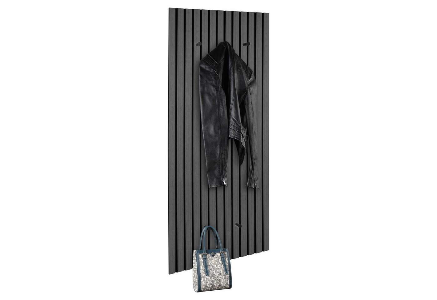 MIRRORS AND MORE Garderobenpaneel GRACE, 50 x 125 cm, Grey Oak Dekor, mit 5 Haken – Bild 2 von 5