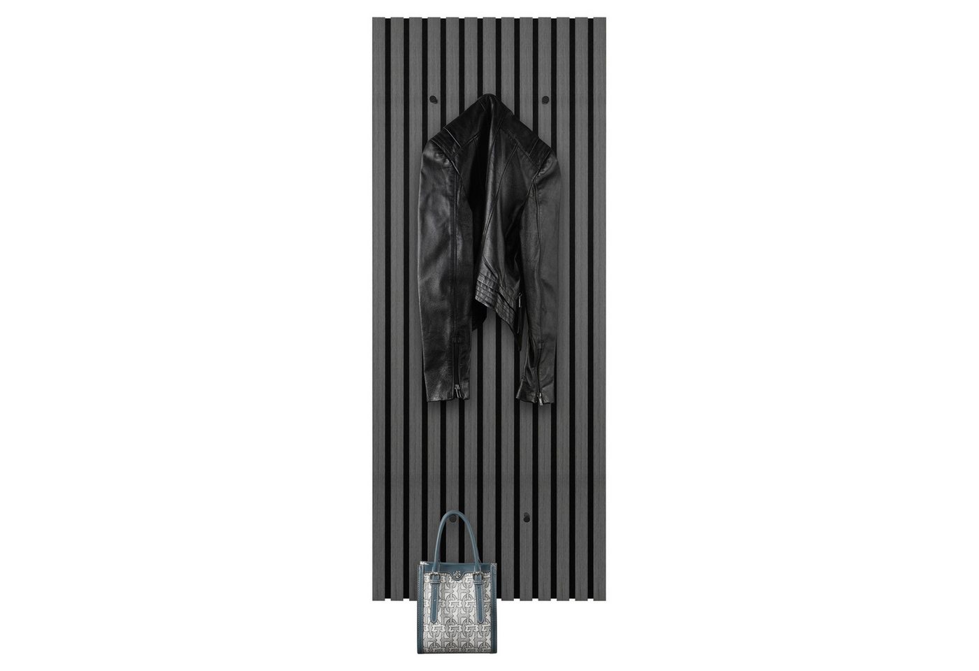 MIRRORS AND MORE Garderobenpaneel GRACE, 50 x 125 cm, Grey Oak Dekor, mit 5 Haken – Bild 3 von 5