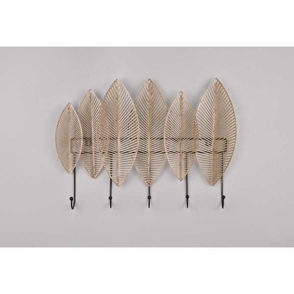 MIRRORS AND MORE Wandgarderobe Alma (1 St), Blatt-Design mit 5 Haken aus Metall