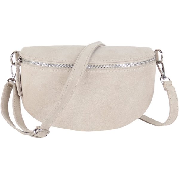MIRROSI Bauchtasche Damen, Veloursleder, Made in Italy,Umhängetasche, Brusttasche (Schultertasche für jeden Anlass, 28x18x9 cm), Crossbody Bag, Schwarz, gemuste