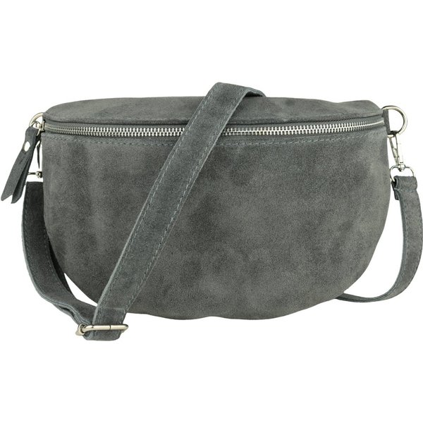 MIRROSI Bauchtasche Damen, Veloursleder, Made in Italy,Umhängetasche, Brusttasche (Schultertasche für jeden Anlass, 28x18x9 cm), Crossbody Bag, Schwarz, gemuste